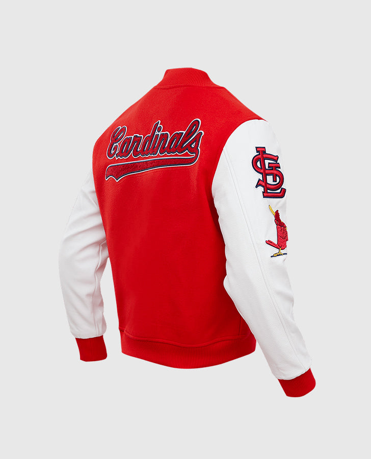 MLB ST. Louis Cardinals Men's Red Varsity Leather Jacket - inner lining view