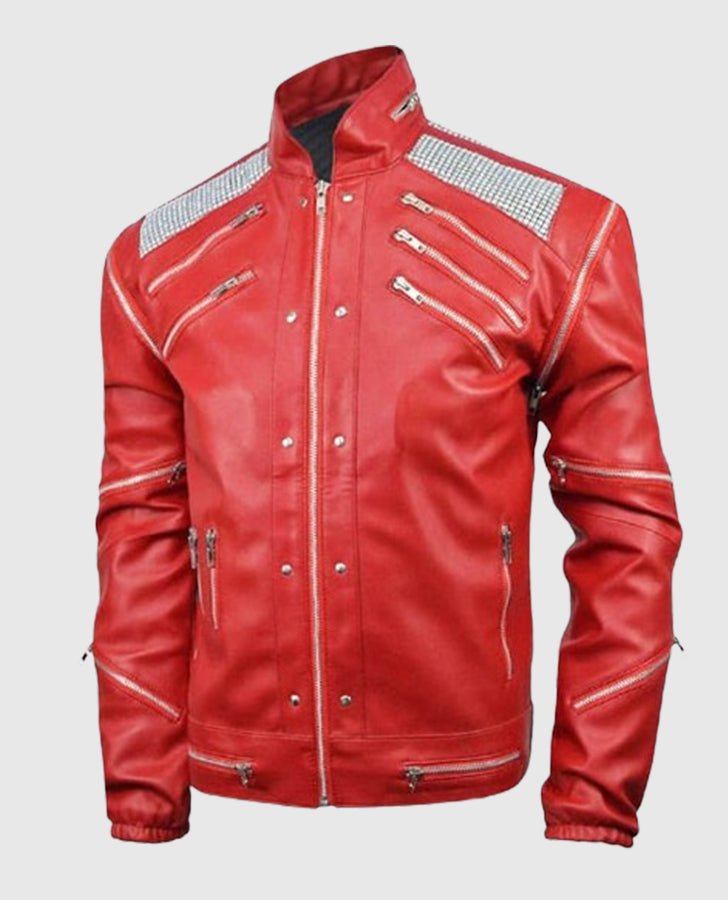 Michael Jackson Beat It Red Leather Jacket for Men - inner lining view
