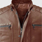 Firefly Moto Tan Biker Leather Jacket for Men – Custom Fit - side angle view