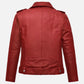 Freaky Millie Red Leather Biker Jacket for Women – Premium Outerwear - side angle view