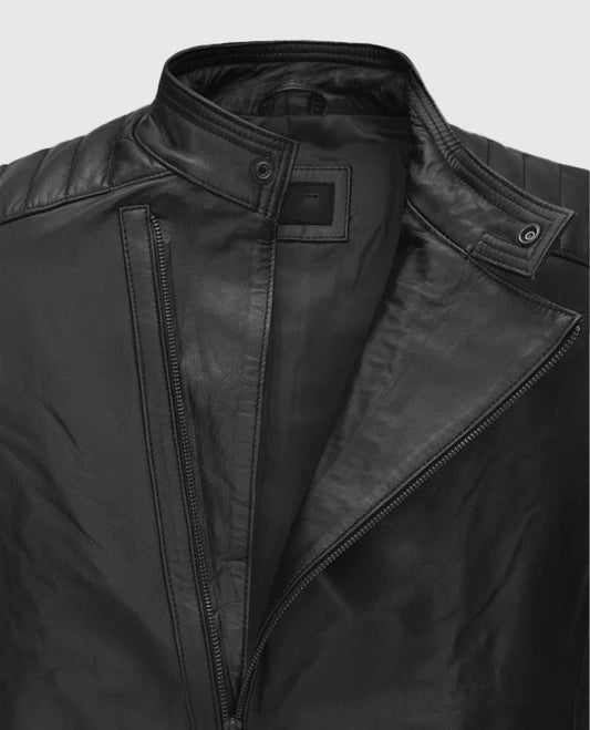 Fast & Furious Vin Diesel Black Leather Jacket for Men - side angle view