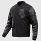 MLB Chicago White Sox Black Men's Varsity Leather Jacket - side angle view