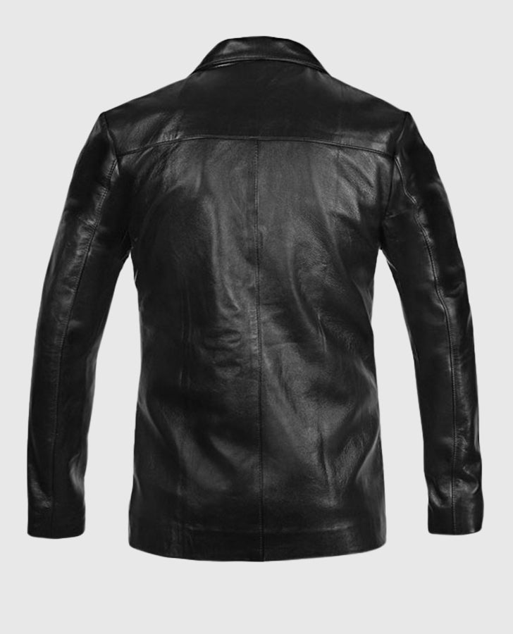 Jim Morrison Black Leather Jacket for Men – Custom Fit - side angle view