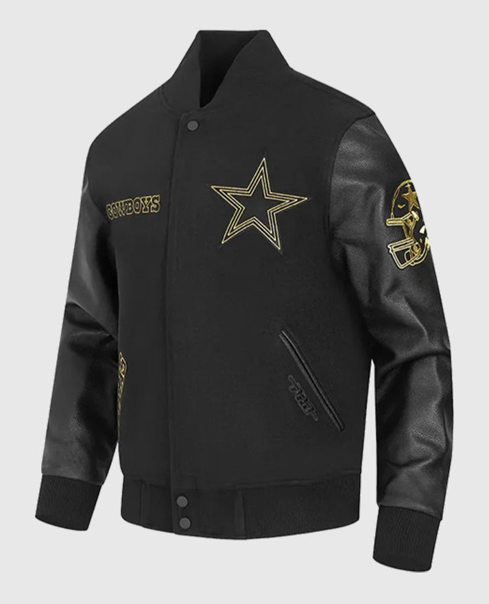 Dallas Cowboys Black & Gold Varsity Jacket - sleeve and cuff detail