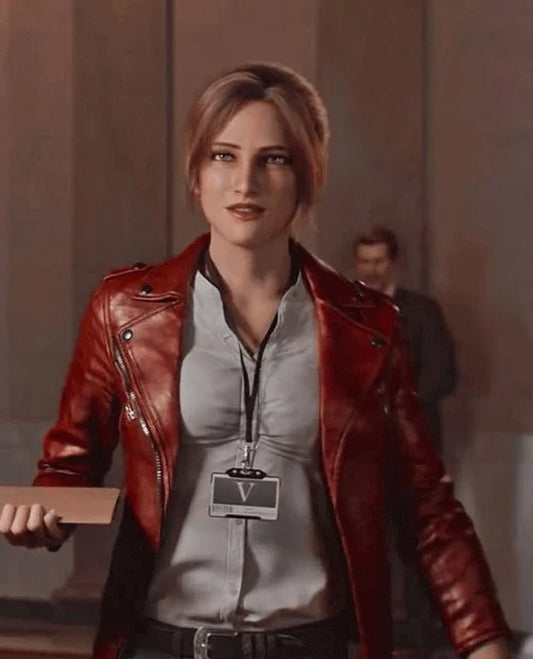 Resident Evil Infinite Darkness Claire Redfield Biker Leather Jacket - side angle view