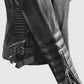 Charlotte Burnt Black Biker Leather Jacket for Women - side angle view