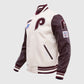 MLB Philadelphia Phillies Men's Rib White Wool Varsity Jacket - side angle view