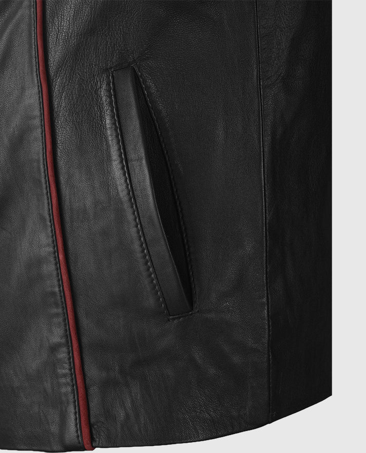 ME3 Commander Shepard N7 Black Leather Jacket for Men - side angle view