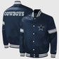 Starter Midfield Dallas Cowboys Navy Full-Snap Varsity Satin Jacket - side view