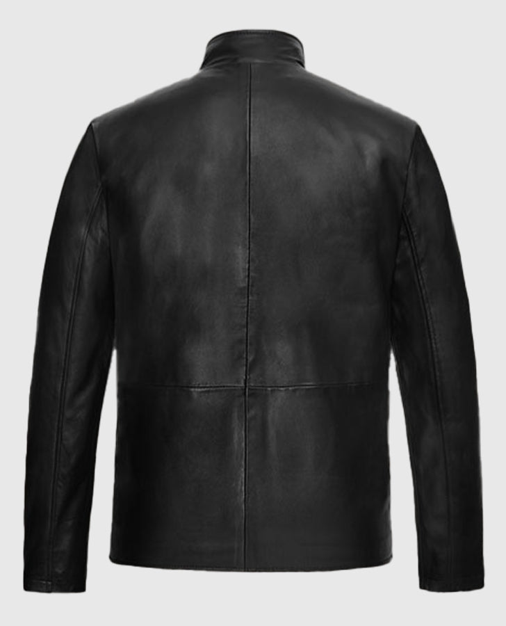 Eric Dane Grey's Anatomy Black Leather Jacket for Men - side angle view