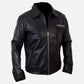 Sons of Anarchy Black Biker Leather Jacket for Men - side angle view