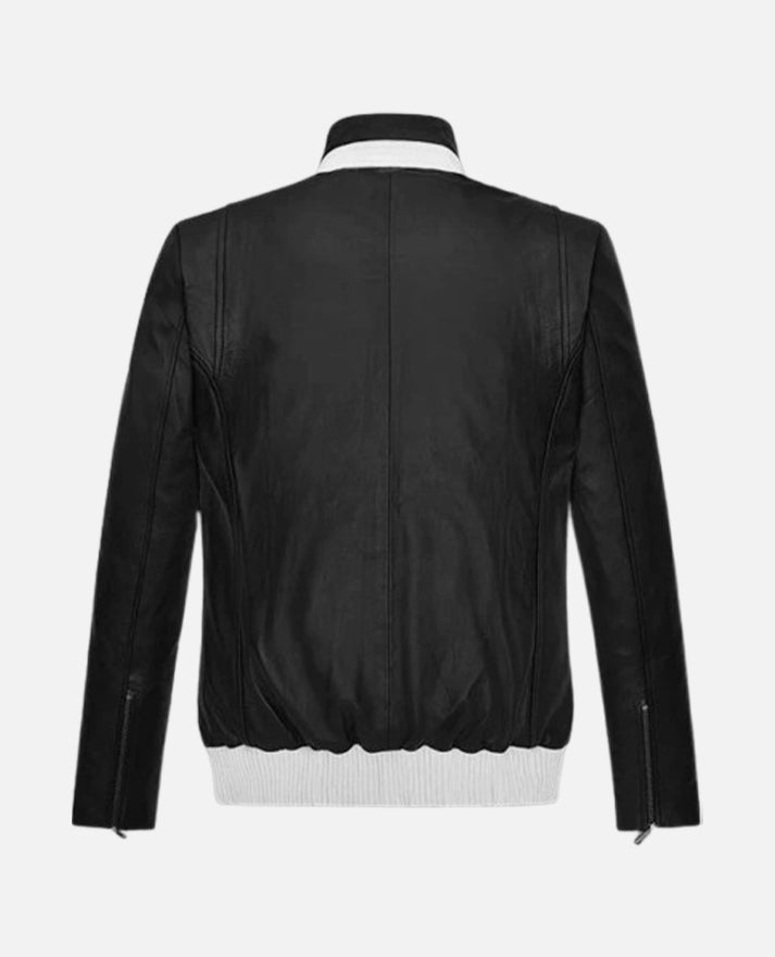 Sebastian Stan Black Leather Jacket for Men – Premium Outerwear - side angle view