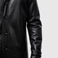 Men's Black Leather Car Style Coat – Custom Fit | Genuine Leather - collar and zip close-up