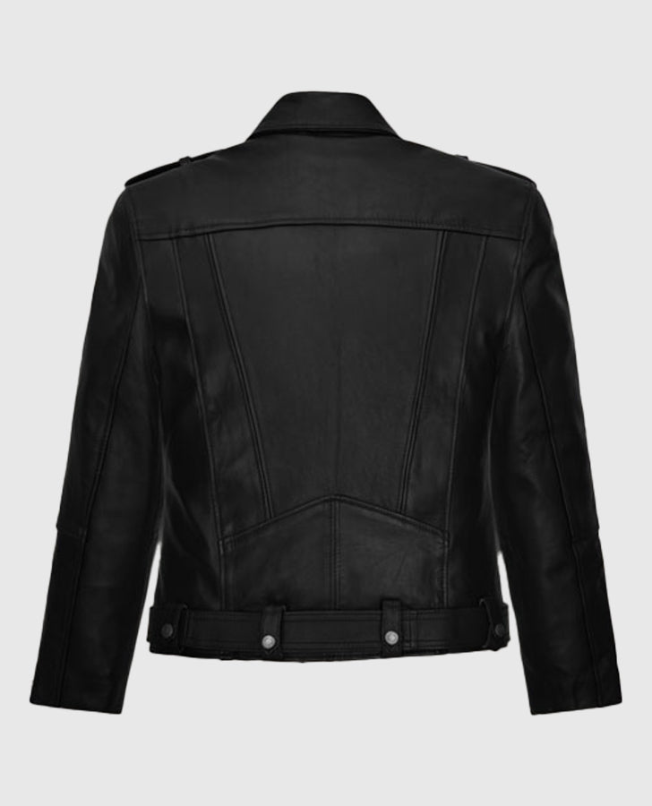 Vox Lux Natalie Portman Black Biker Leather Jacket for Women - side angle view