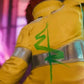 Cyberpunk 2077 Edgerunners Lucy Yellow Leather Jacket for Men - collar and zip close-up