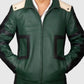 Izuku Midoriya My Hero Academia Green Leather Jacket for Men - side angle view
