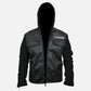 Sons of Anarchy Black Leather Hooded Jacket with Hoodie for Men - side angle view
