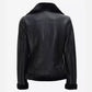Women's Black Leather Shearling Moto Jacket