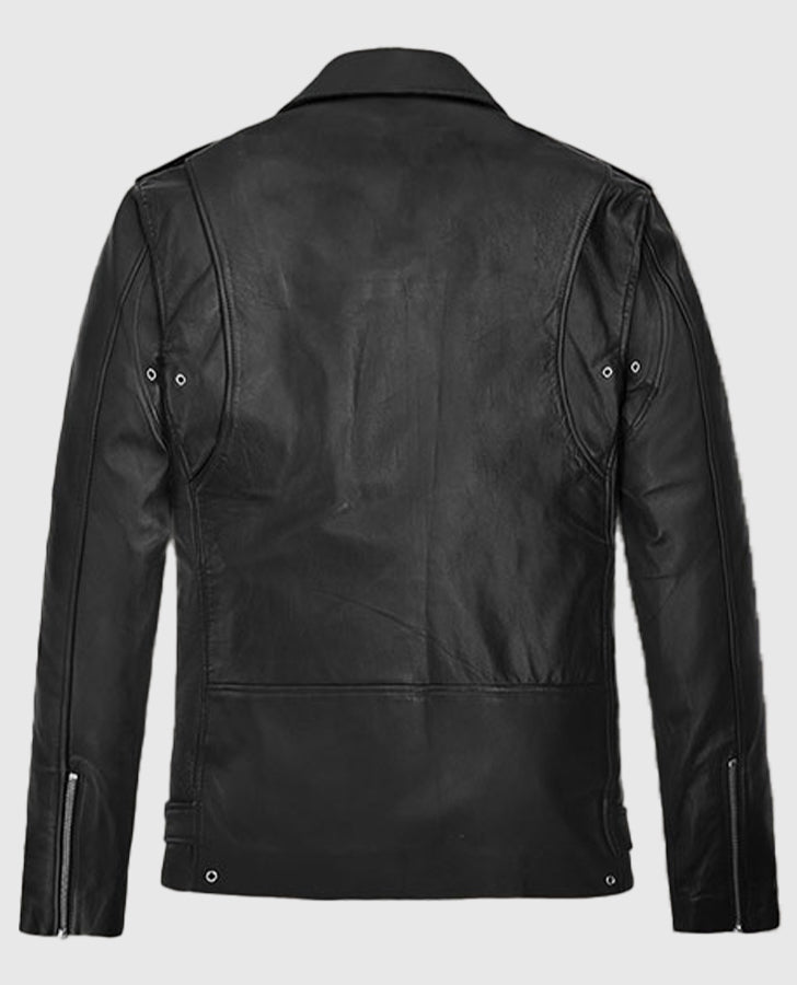Bruno Mars Black Leather Biker Jacket for Men – Premium Outerwear - side angle view