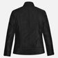 The Bricklayer Nina Dobrev Black Leather Biker Jacket for Women - side angle view