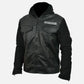 Sons of Anarchy Black Leather Hooded Jacket with Hoodie for Men - collar and zip close-up