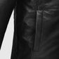 Eric Dane Grey's Anatomy Black Leather Jacket for Men - collar and zip close-up