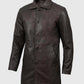 Men's Distressed Dark Brown Leather Coat – Premium Outerwear - inner lining view