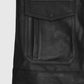 Aaron Taylor Johnson Black Leather Jacket for Men | Genuine Leather - collar and zip close-up