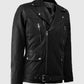 Dauntless Black Biker Leather Jacket for Men – Premium Outerwear - collar and zip close-up