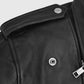 Bruno Mars Black Leather Biker Jacket for Men – Premium Outerwear - collar and zip close-up