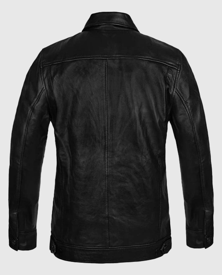 Vin Diesel Fast and Furious 8 Black Leather Jacket for Men - side angle view