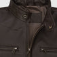 Chicago PD Hank Voight Brown Leather Jacket for Men - collar and zip close-up