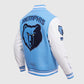 NBA Memphis Grizzlies Men's Rib Blue & White Wool Varsity Jacket - side angle view