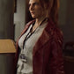 Resident Evil Infinite Darkness Claire Redfield Biker Leather Jacket - collar and zip close-up