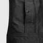 David Beckham Black Leather Jacket for Men – Premium Outerwear - collar and zip close-up