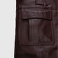 Johnny Depp Donnie Brasco Maroon Leather Blazer Jacket for Men - collar and zip close-up
