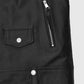 Ansel Elgort Black Leather Jacket for Men – Custom Fit - collar and zip close-up