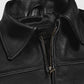 Johnny Depp Black Leather Jacket for Men | Genuine Leather - collar and zip close-up