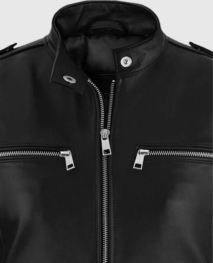 Women's Chic Rider Black Leather Jacket – Custom Fit - inner lining view