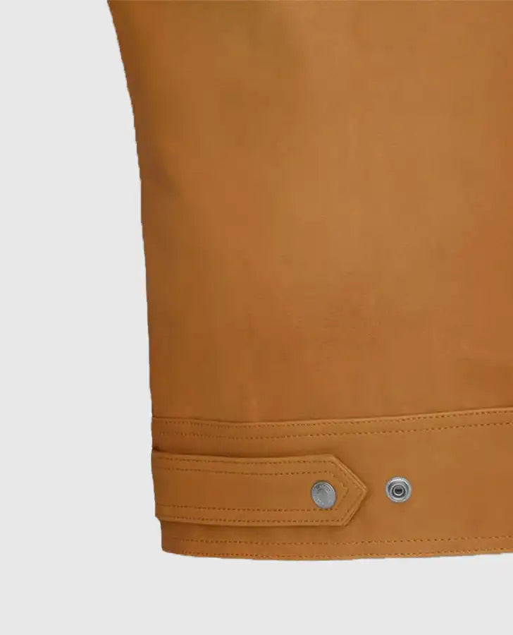 Emily in Paris S03 Lucas Bravo Brown Leather Jacket for Men - inner lining view