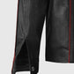 ME3 Commander Shepard N7 Black Leather Jacket for Men - collar and zip close-up