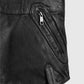 David Beckham Black Biker Leather Jacket for Men – Custom Fit - collar and zip close-up