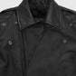 Freddie Mercury Black Leather Biker Jacket for Men - collar and zip close-up
