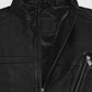 Jesse Lee Soffer Chicago PD Black Leather Jacket for Men - collar and zip close-up