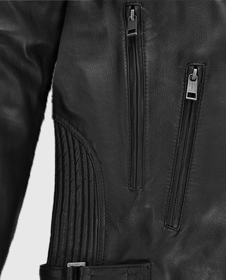 Robert Pattinson Vintage Black Leather Jacket for Men - inner lining view