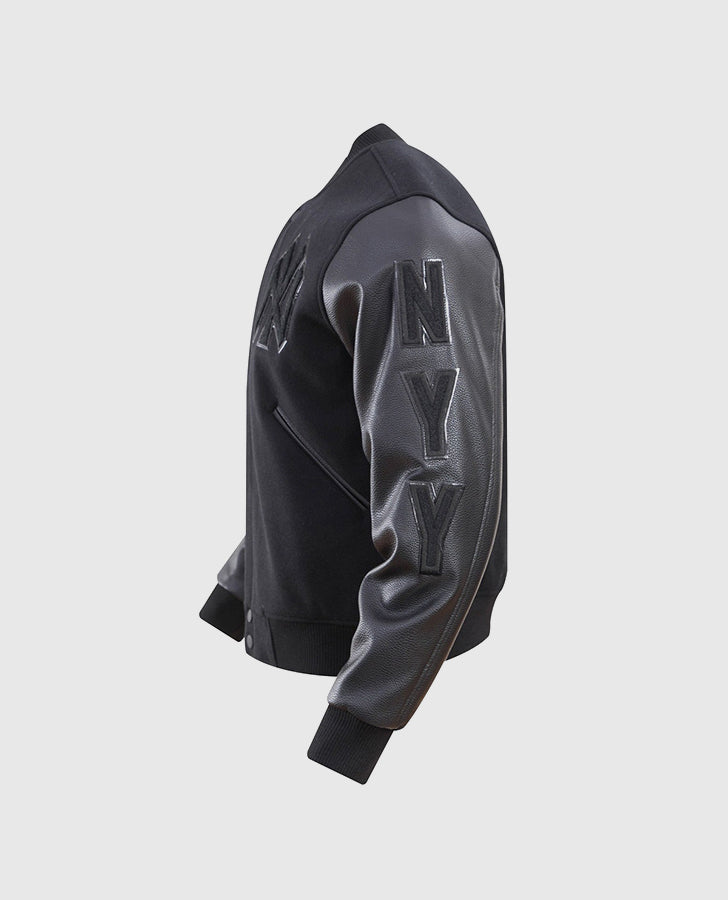 MLB New York Yankees Men's Black Varsity Leather Jacket - inner lining view