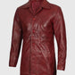 Men's Maroon Real Sheepskin Leather Coat | Genuine Leather - model wearing the jacket