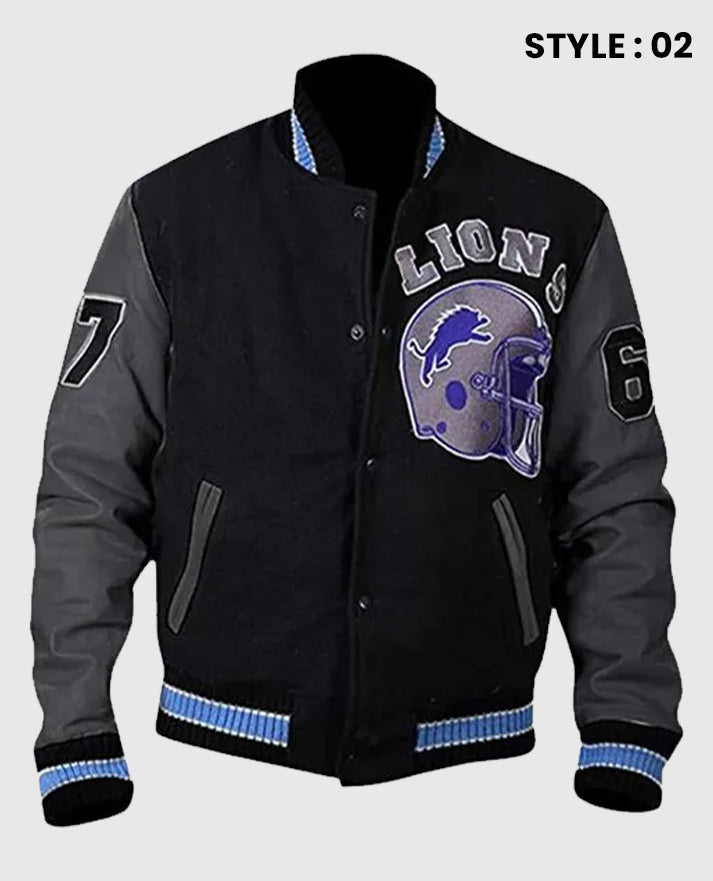 Axel Foley Detroit Lions Black Leather Jacket for Men - inner lining view