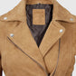 Women's Premium Brown Suede Biker Leather Jacket – Premium Outerwear - side angle view