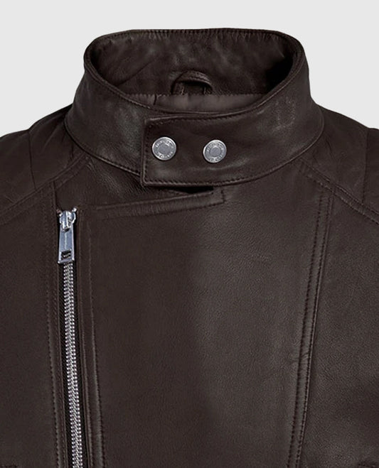 Shotgun Brown Moto Leather Jacket for Men – Custom Fit - side angle view